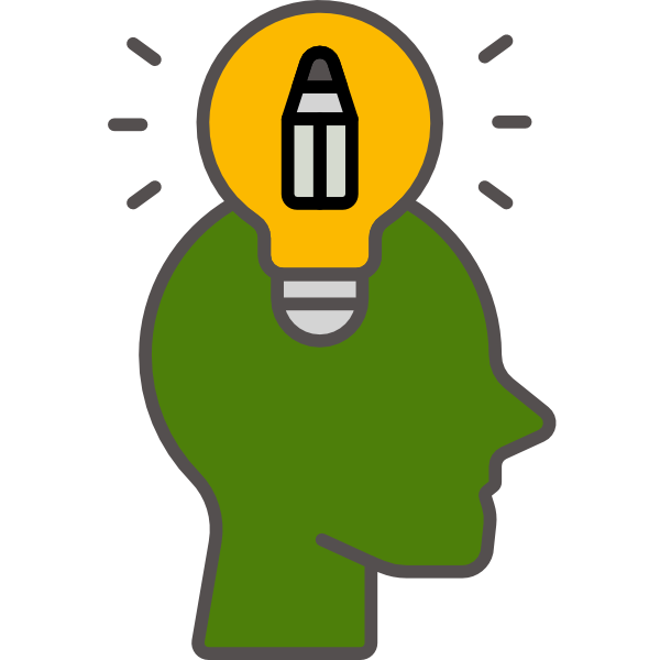 Icon mit Kopf und Glühbirne als Symbol für Problemlösungen Bild zeigt Icon mit Kopf und Glühbirne als Symbol für Problemlösungen